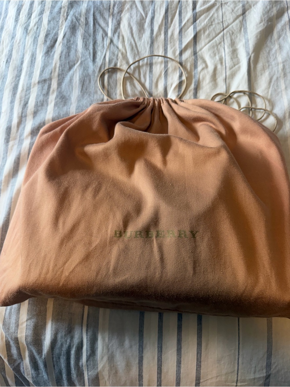 Burberry Peach Drawstring Dust Bag